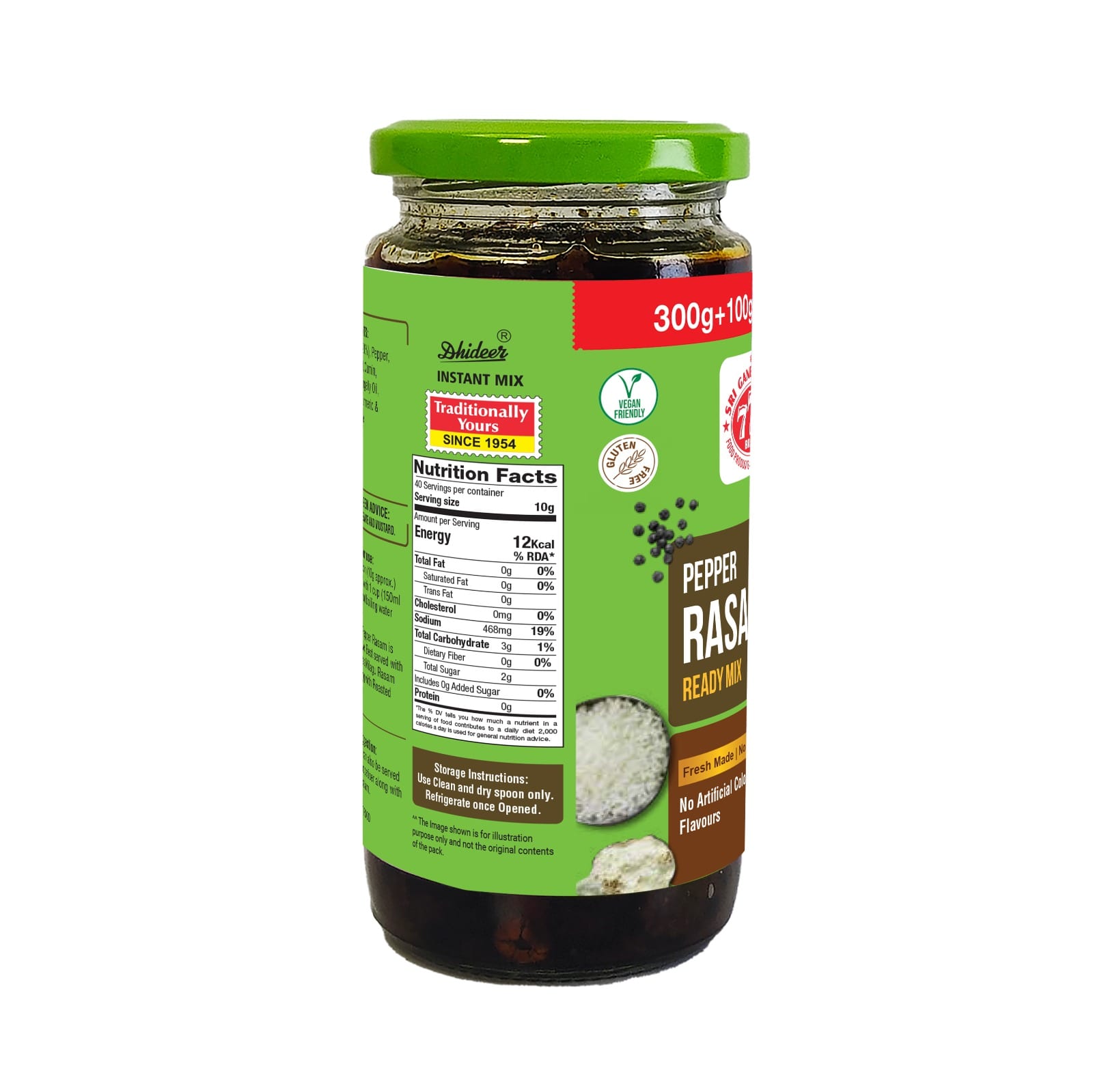 Dhideer® Instant Pepper Rasam Paste 300g+100g - Image 2