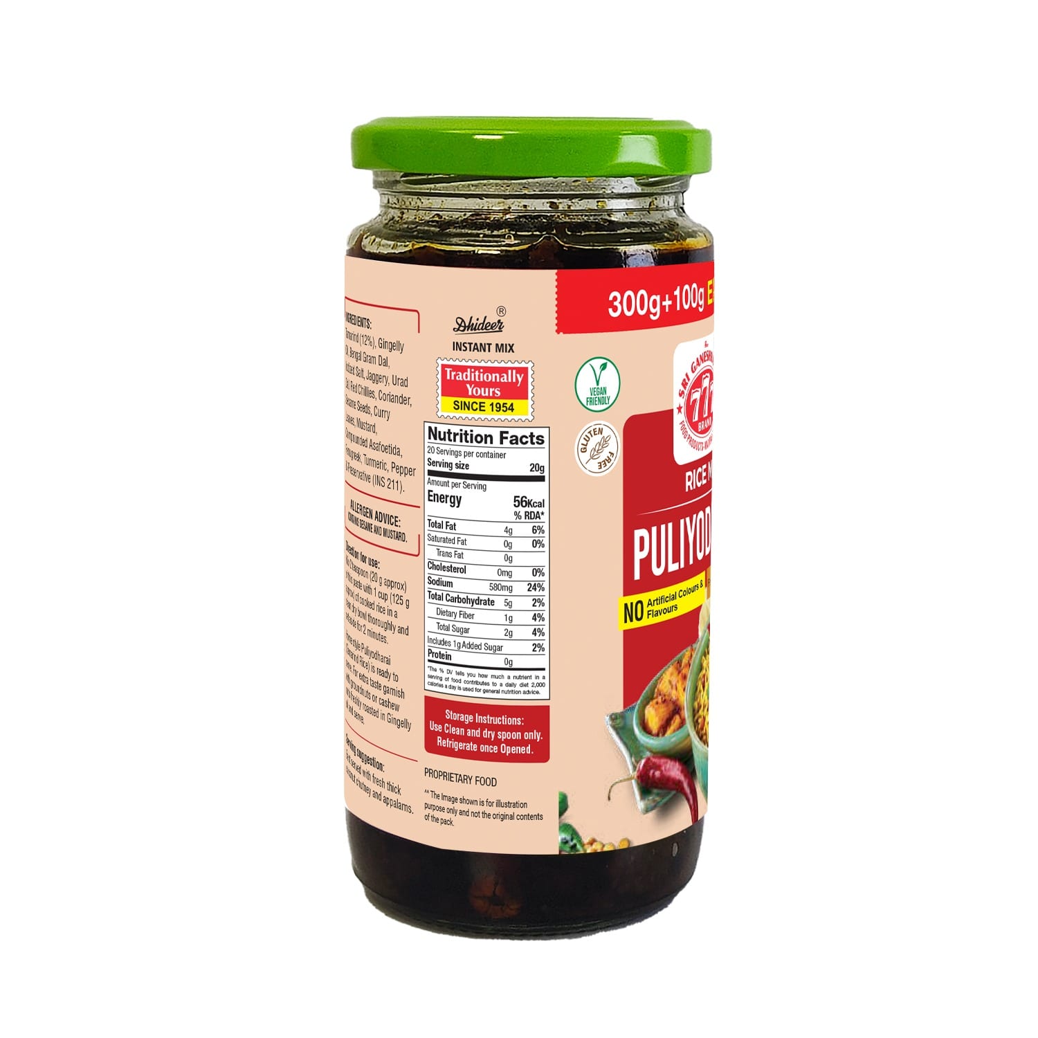 Puliyodharai rice Paste 300g+100g - Image 3