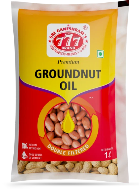 Convenient Groundnut Oil Pouch, made from premium peanuts, ideal for deep frying, cooking, and enhancing traditional flavors.
