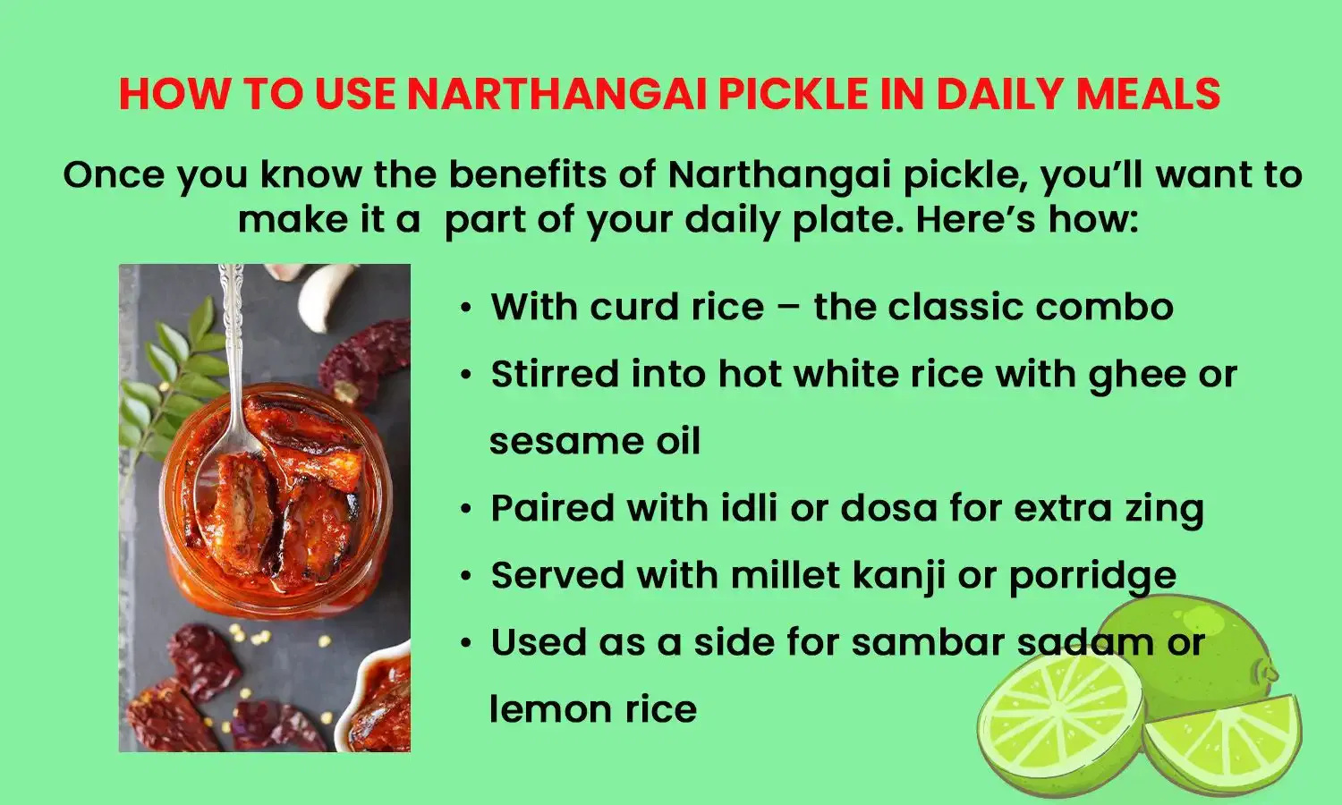 Benefits of Narthangai Pickle