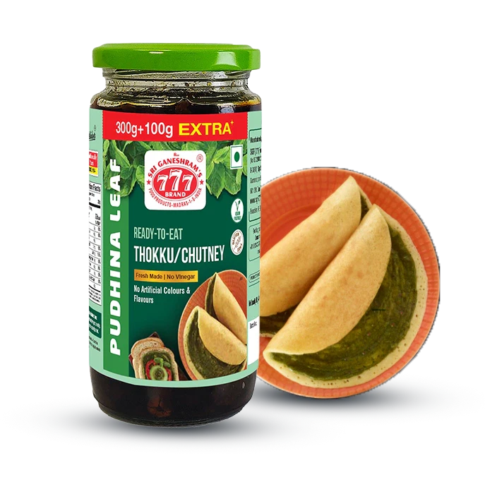 Traditional Pudina Leaf Chutney / Thokku with fresh mint leaves, packed with flavor and perfect for rice, dosa, and chapati.