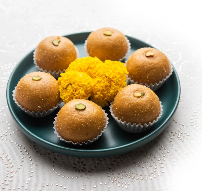 Quick and easy Instant Besan Ladoo Mix, made with premium besan and ghee, perfect for making soft, delicious laddoos in minutes.