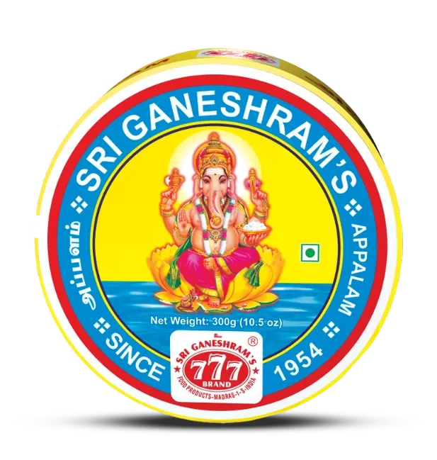 Pack of authentic appalam, ready to be fried and served as a crispy, traditional South Indian snack.