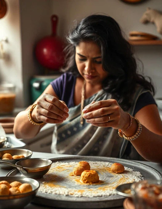 Quick and easy Instant Besan Ladoo Mix, made with premium besan and ghee, perfect for making soft, delicious laddoos in minutes.