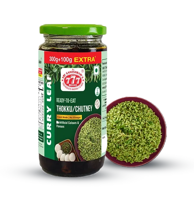 Traditional Curry Leaf Chutney / Thokku with aromatic curry leaves, perfect for pairing with rice, dosa, idli, and chapati.