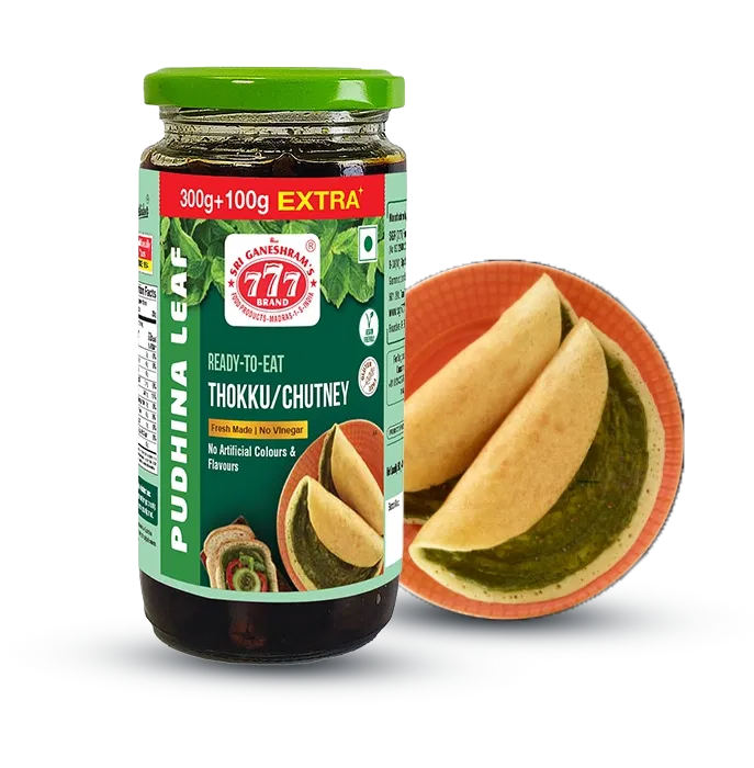 Traditional Pudina Leaf Chutney / Thokku with fresh mint leaves, packed with flavor and perfect for rice, dosa, and chapati.