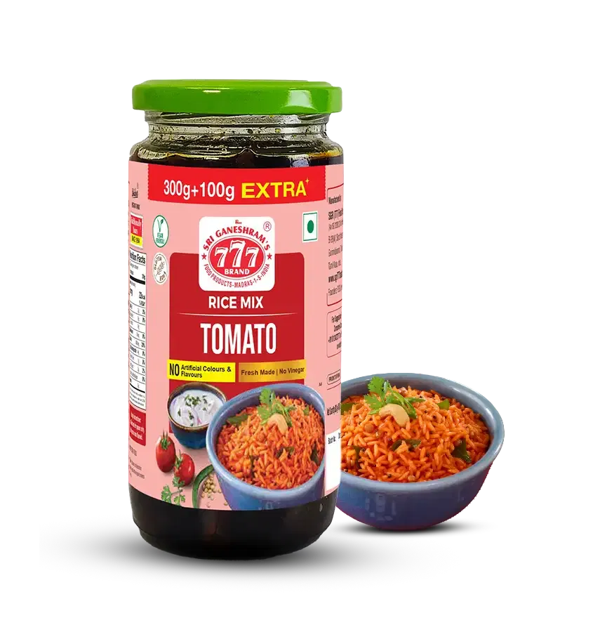 Flavorful tomato rice paste with a vibrant red color, made from fresh tomatoes and spices, ready to enhance your meals.